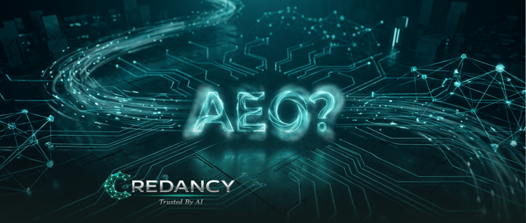 Answer Engine Optimization AEO concept banner showing AI search visibility, AI discoverability, and the difference between AEO and SEO